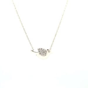 silver cluster bird necklace-2